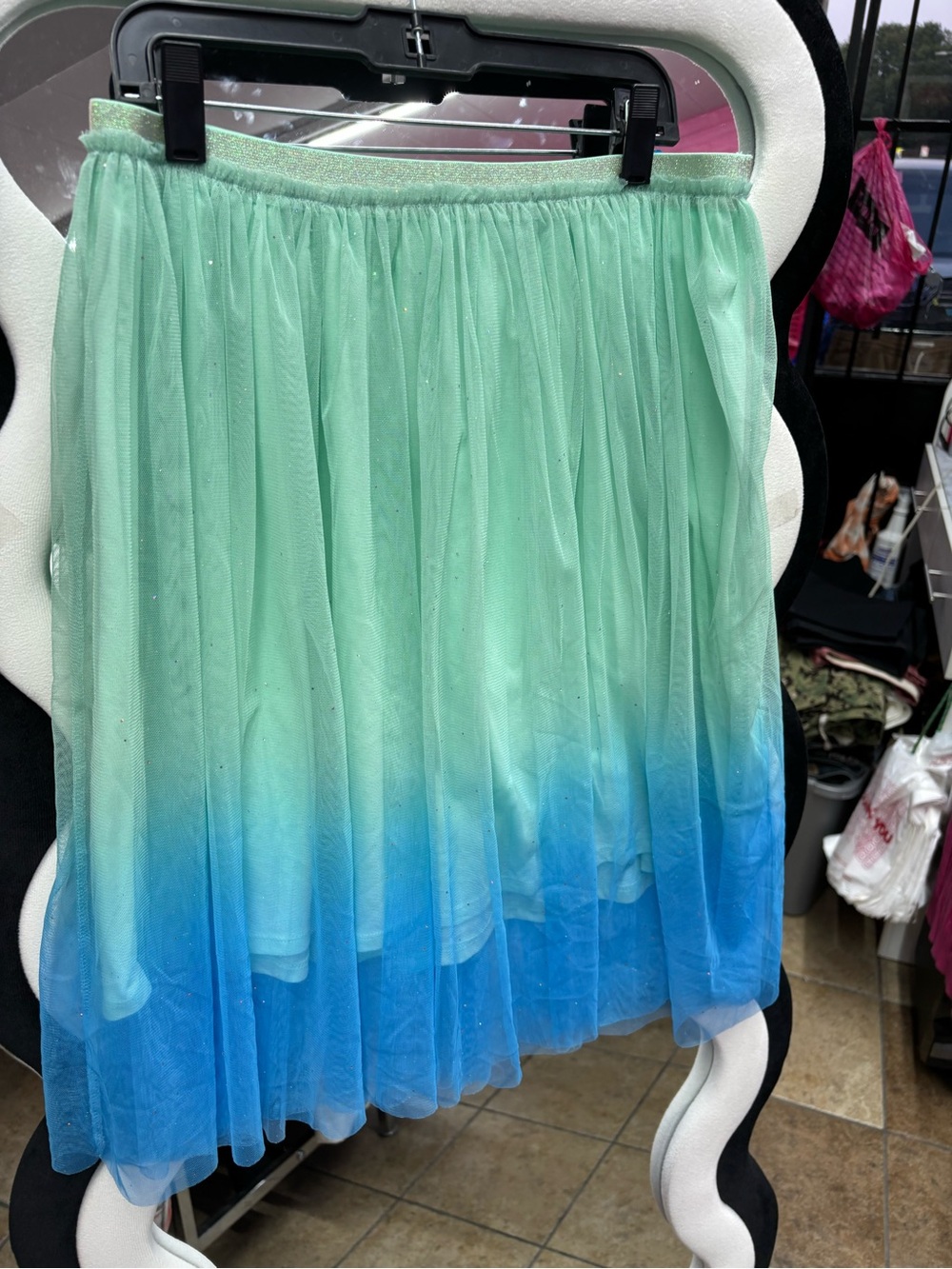 JUSTICE Mint-to-Blue Ombre Tulle Skirt